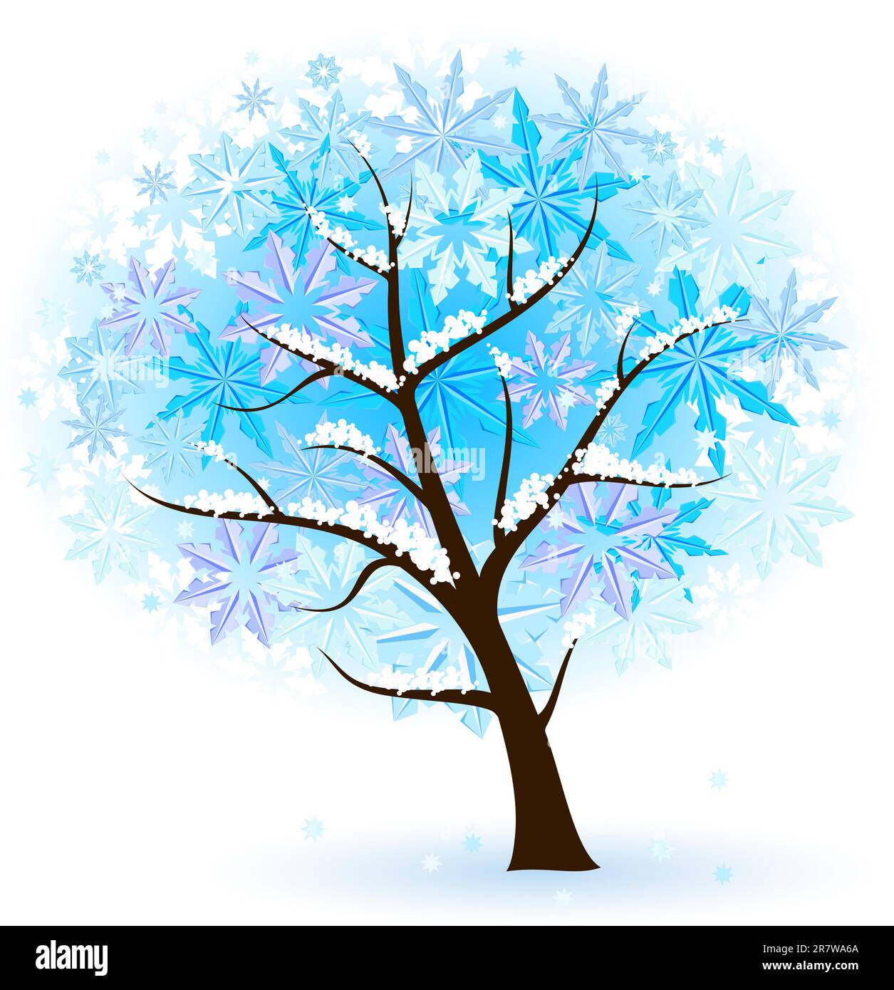 Stilisierte Winter Obstbaum. Abbildung auf weißem Hintergrund. Stock Vektor