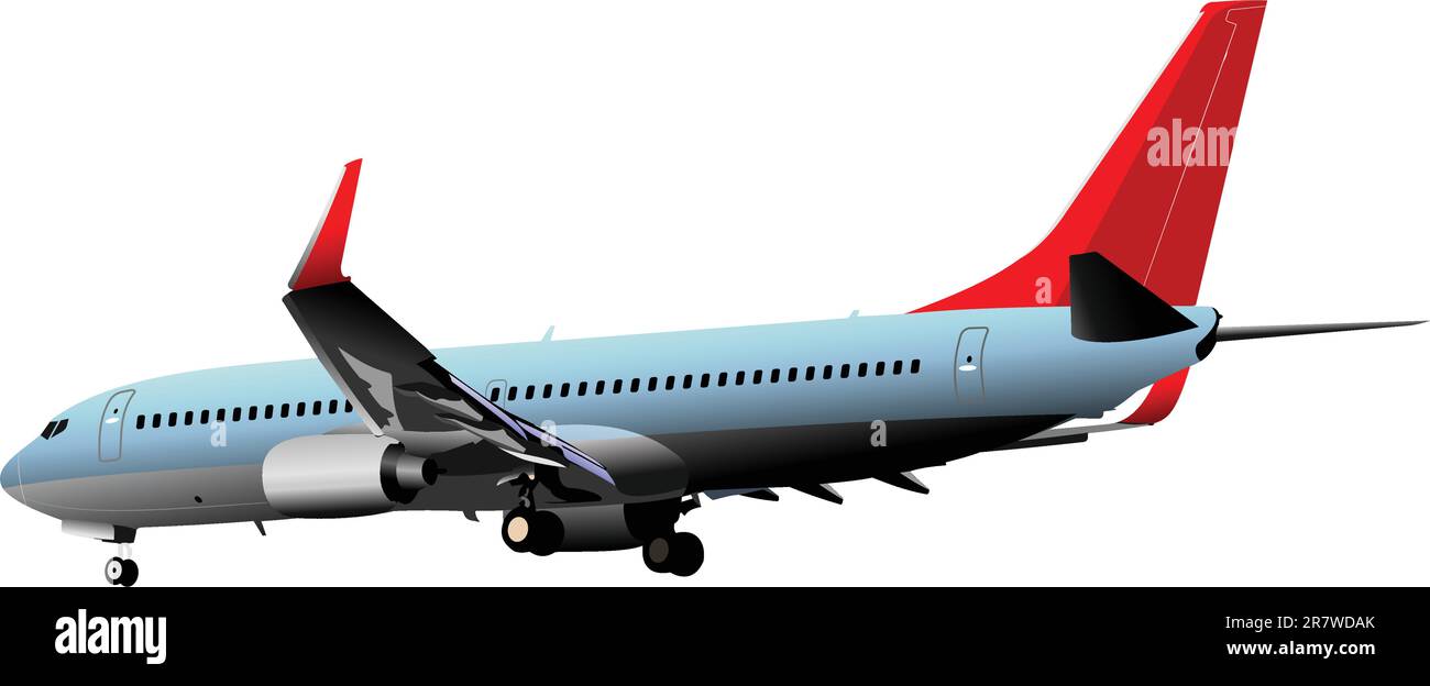 Passagierflugzeug in der Luft. Vektor-illustration Stock Vektor