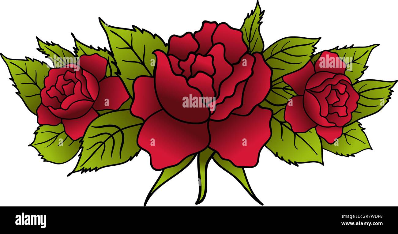 Schöne rote Rosen isoliert - Illustration Vektor Stock Vektor