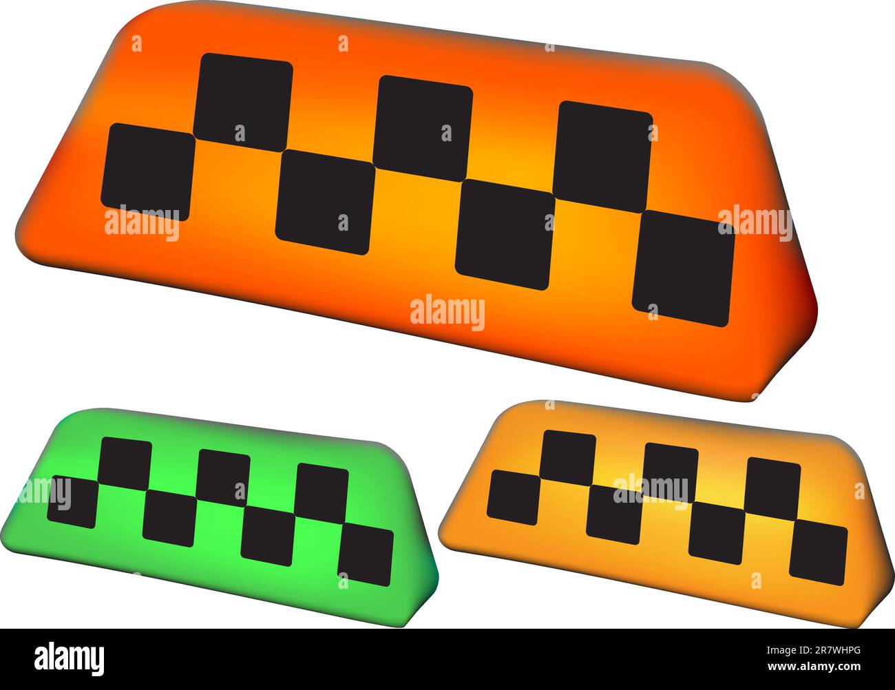 Satz Taxi-Symbol mit drei Objekten und Gitterverlaufselementen Stock Vektor
