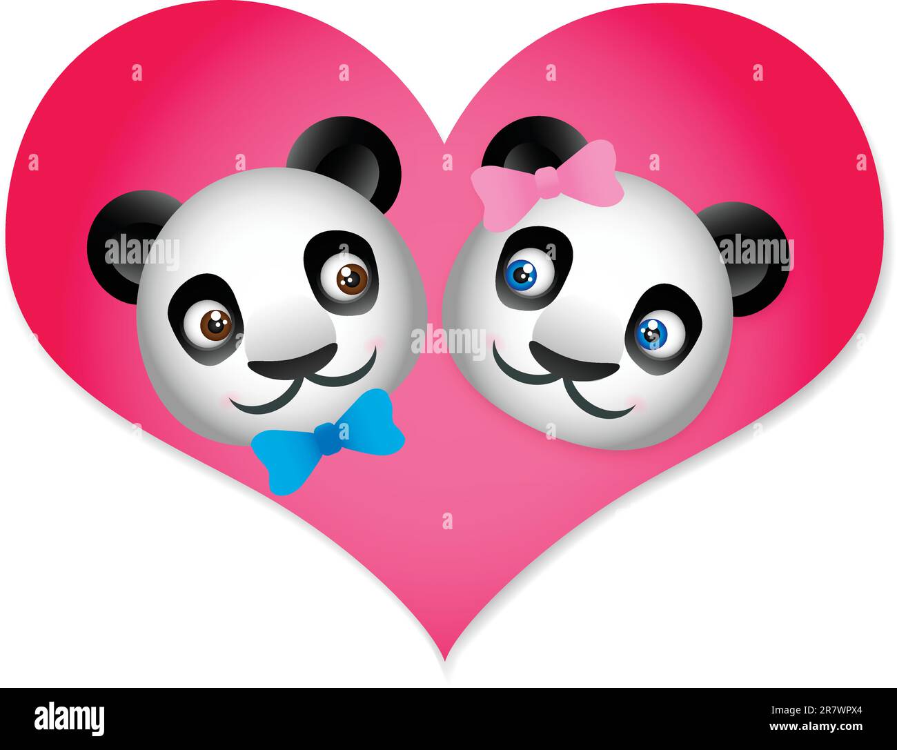 Süße Pandas im Herzen Stock Vektor