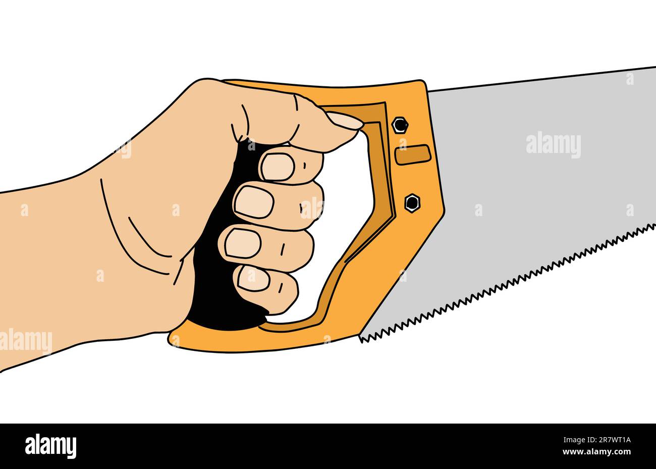 sah in der Hand auf grauem Hintergrund Stock Vektor