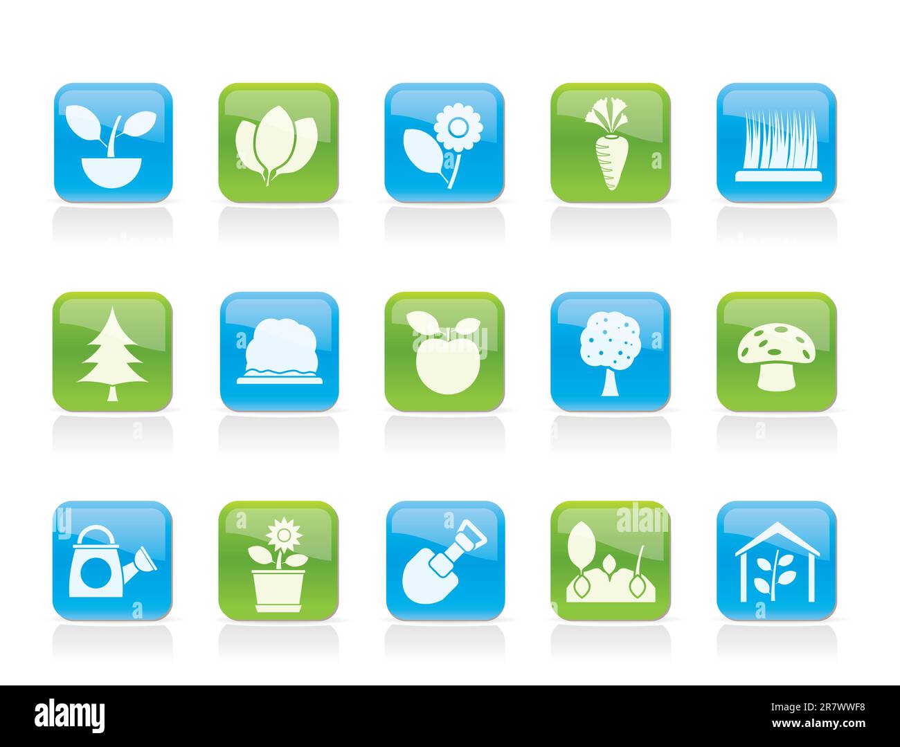 Verschiedene Pflanzen und Gartenarbeit Symbole - Vektor Icon Set Stock Vektor