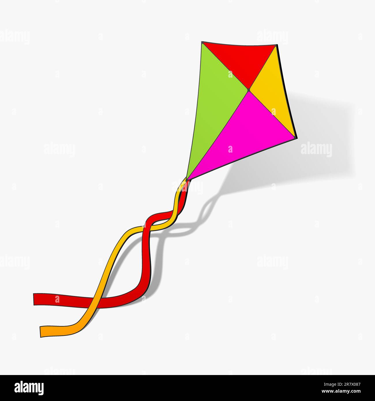 Drachenspiel Fly Free Outdoor Up Wind Sticker realistisches Schatten Design Element Stock Vektor