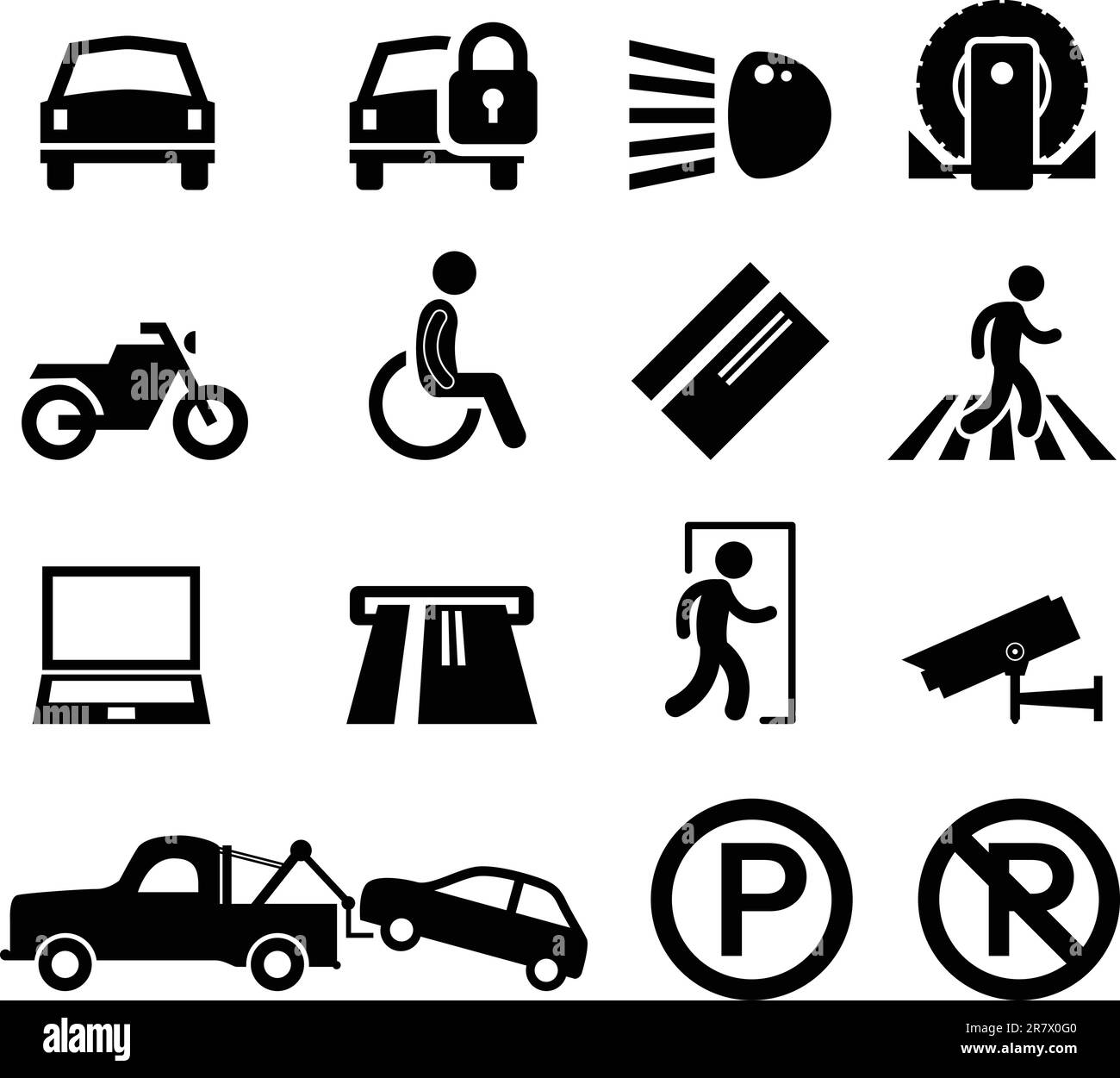 Eine Reihe von Erinnerungs- und Informationssymbolen für den Parkplatz. Stock Vektor