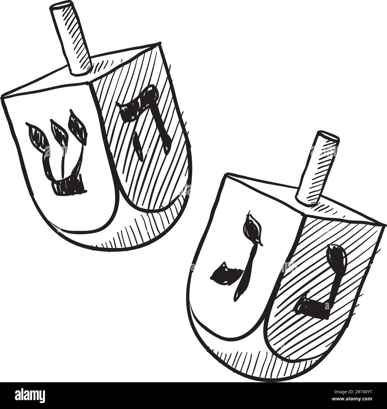 Doodle-Style, jüdisches Dreidel oder Draydl-Vektordarstellung Stock Vektor