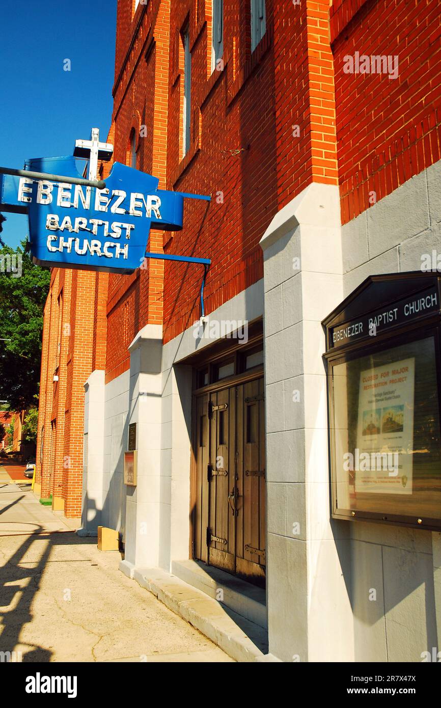Die Ebenezer Baptist Church, wo Martin Luther Kings Familie in Atlanta für die Bürgerrechte der Afroamerikaner predigte Stockfoto