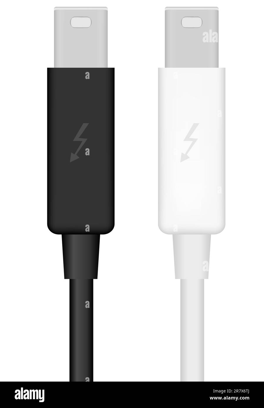 Fast Thunderbolt Kabel in zwei Farben, isoliert auf Weiß Stock Vektor