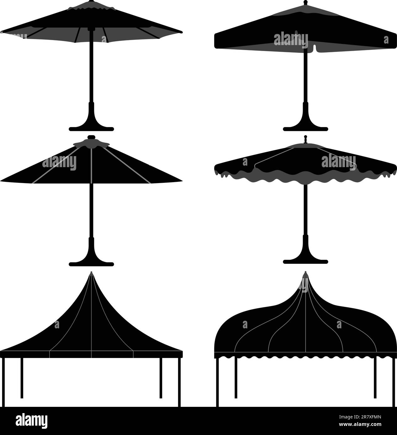 Eine Gartenlaube und ein Zelt für Partys. Stock Vektor