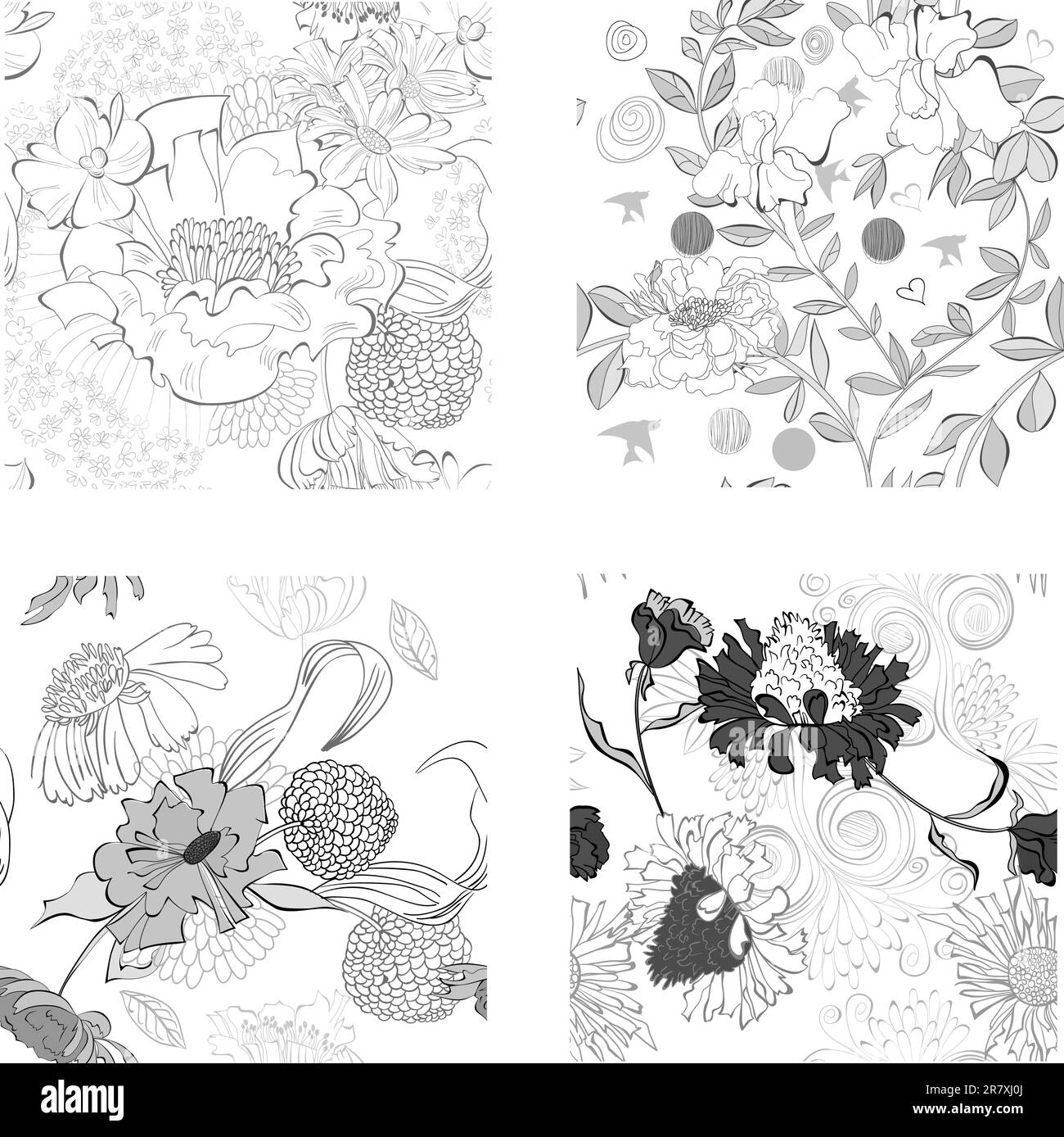 Set aus nahtlosen Sommertapeten Stock Vektor