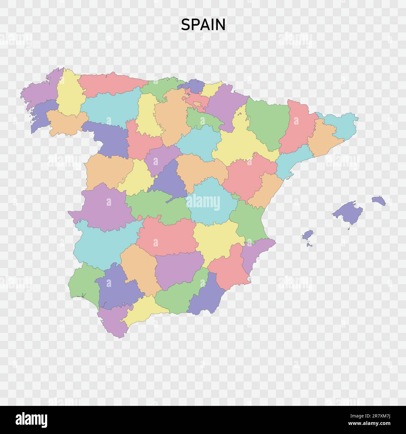 Isolierte farbige Karte Spaniens mit Grenzen der Provinzen Stock Vektor