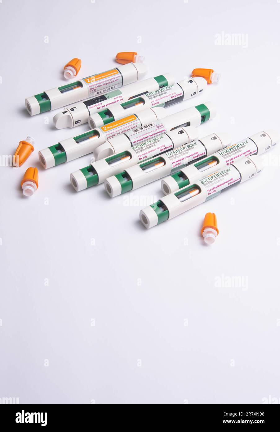 BYDUREON BCise Typ 2 Diabetesbehandlung Insulininjektions-Pen oder Insulinpatronen-Pen für Diabetiker. Medizinische Geräte für Diabetesvorsteher. Copen Stockfoto