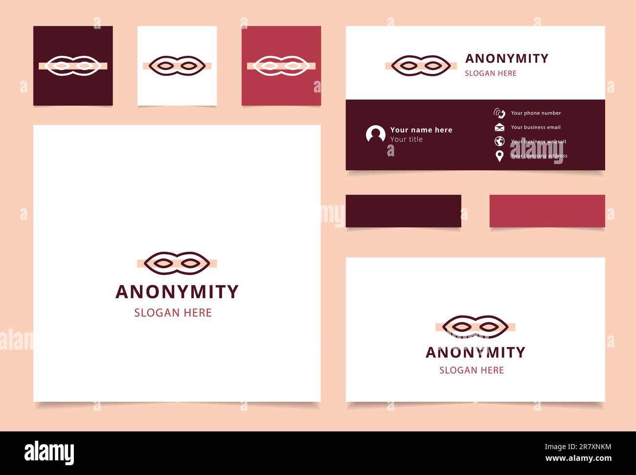 Anonymity Logo mit editierbarem Slogan. Branding-Buch und Visitenkartenvorlage. Stock Vektor
