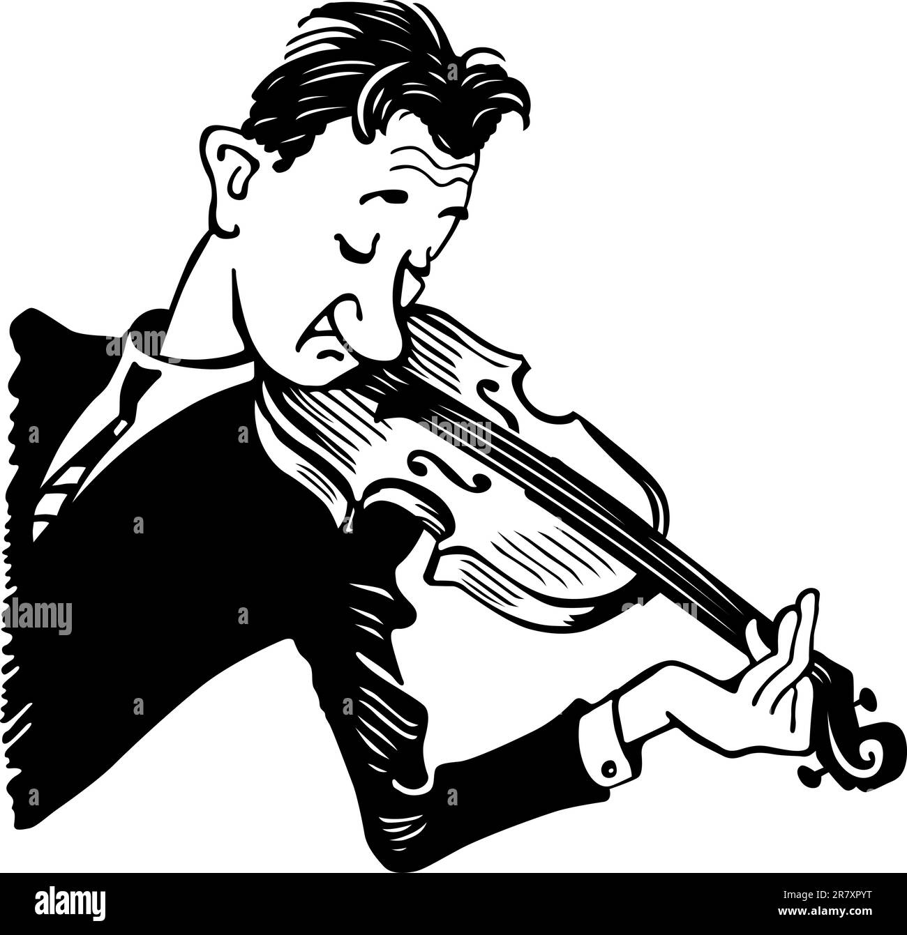 Geiger mit Geige auf weißem Hintergrund Stock Vektor