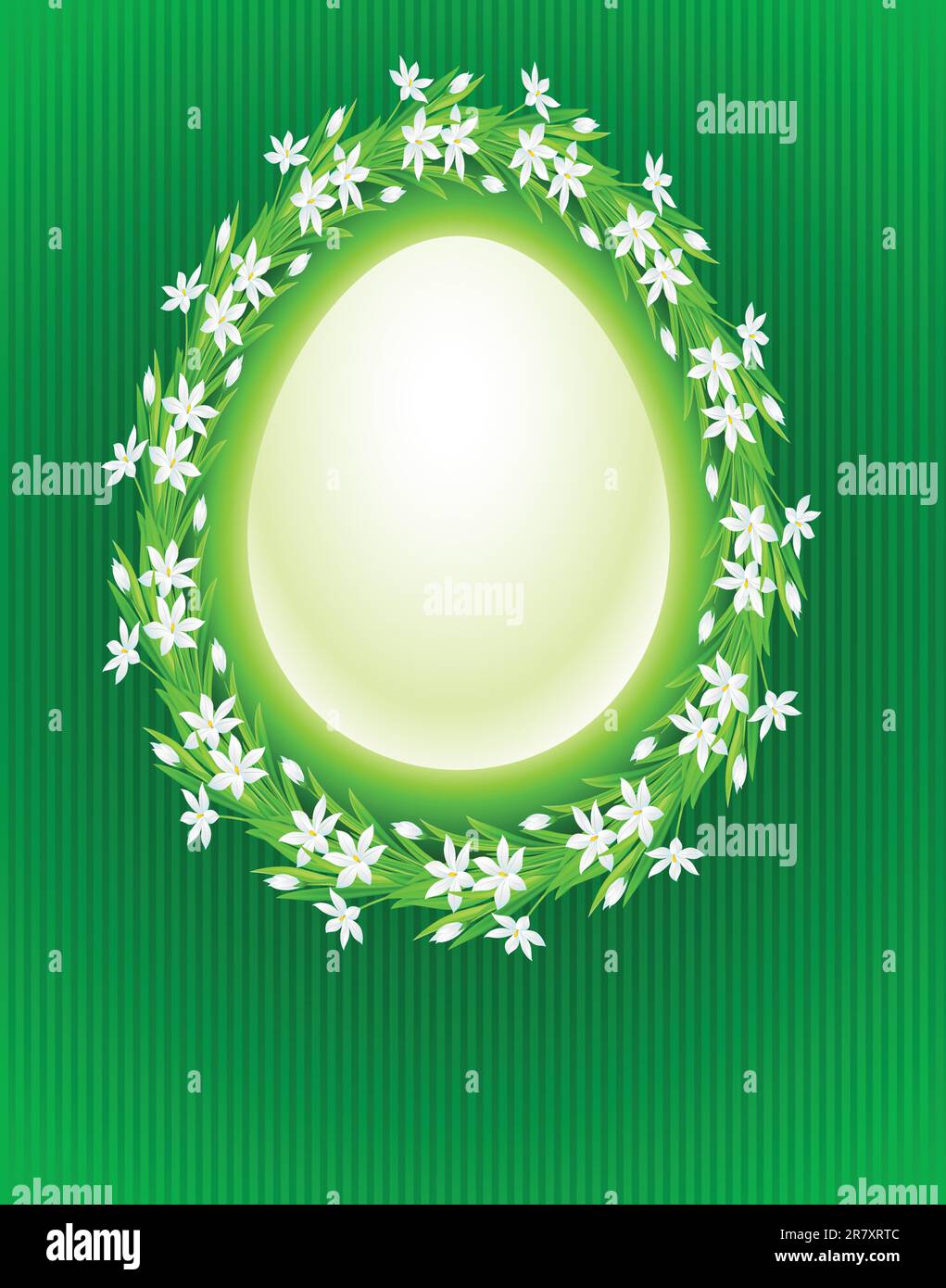 Frühlings-Ei-Komposition. Abbildung auf grünem Hintergrund für design Stock Vektor