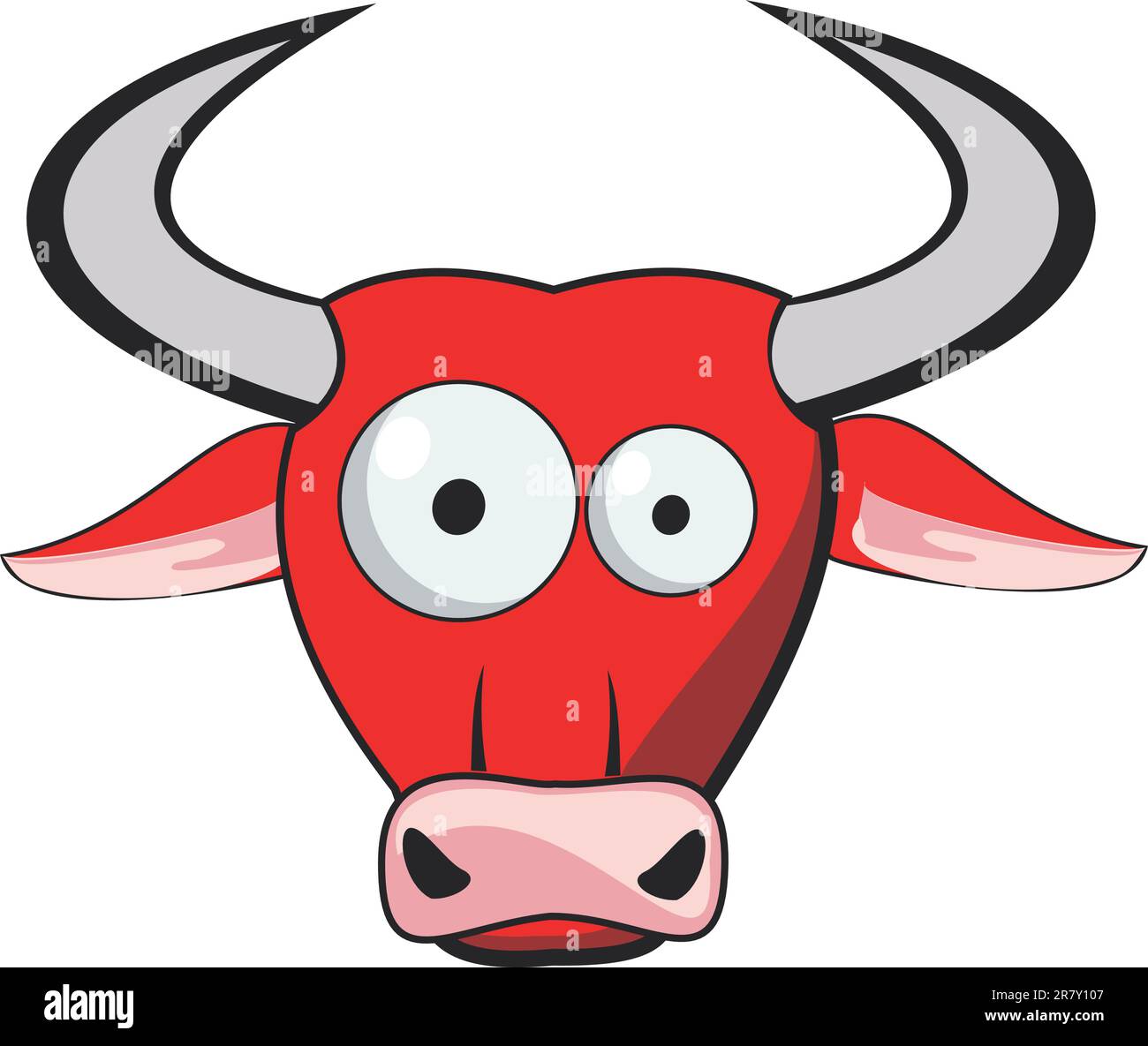 Cartoon Bull Head auf weißem Hintergrund Stock Vektor