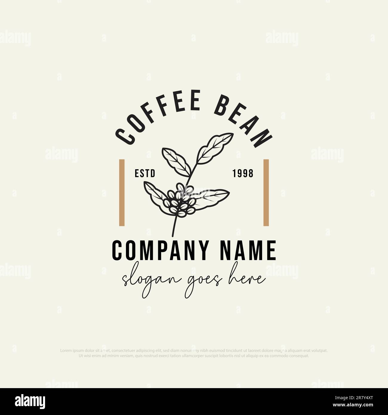 Logovektor für Bio-Kaffeebohnen, Logodesign für Coffee Shop, Vektorvorlage für Lebensmittel und Getränke in Premiumqualität Stock Vektor