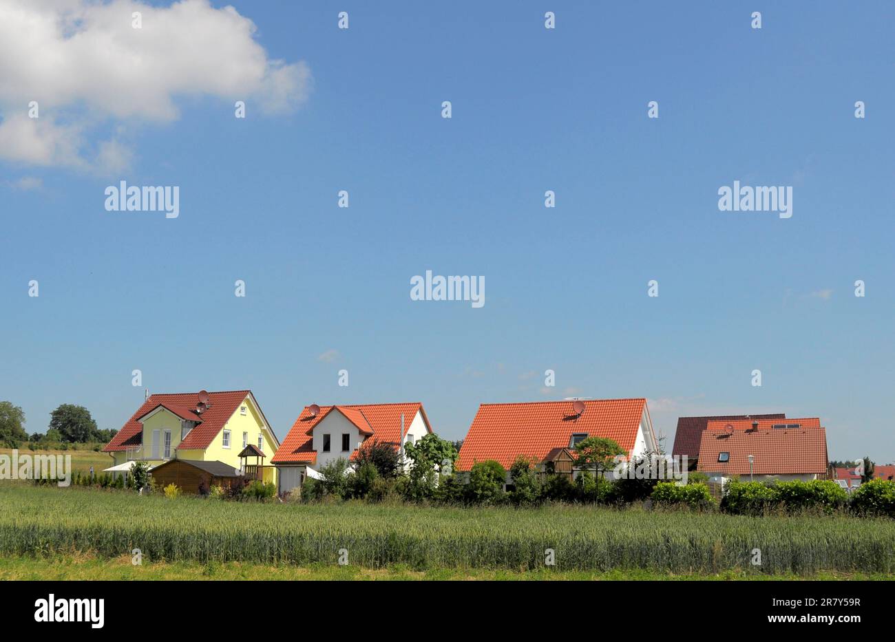 Oberderdingen, Häuser am Rande des Feldes, leben auf dem Land Stockfoto