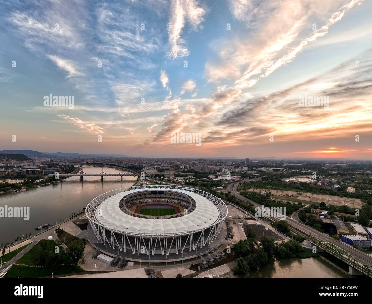 Nationales Leichtathletikzentrum in Budapest, Ungarn. Diese Gegend ist Teil des Csepel-Viertels in der ungarischen Hauptstadt. Dieser Ort ist Gastgeber der Welt in Stockfoto