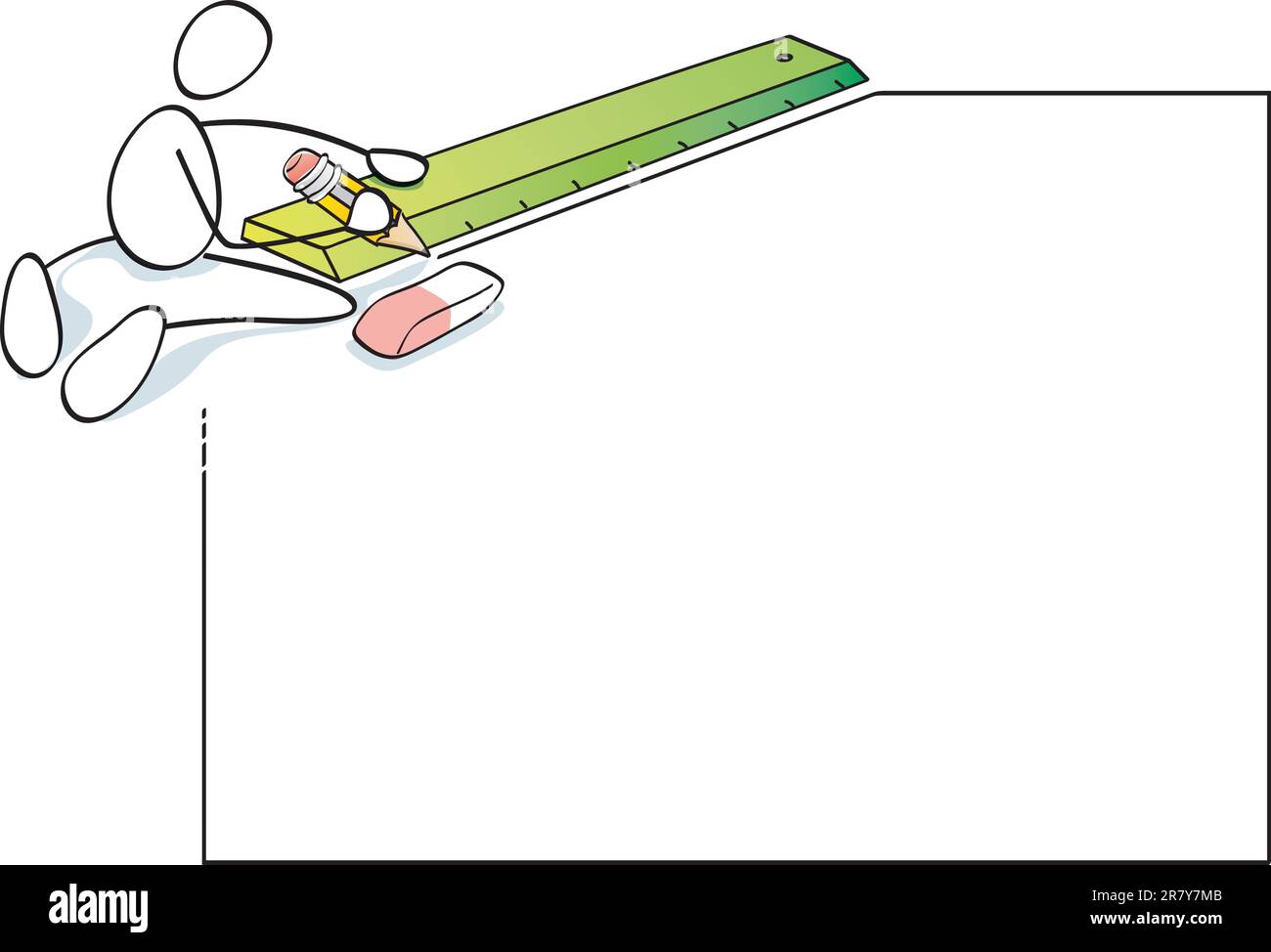 Person, die Linien mit Lineal und Bleistift macht Stock Vektor