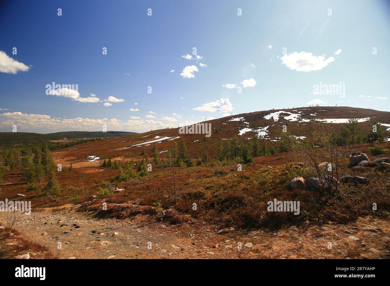 Kleiner Berg im Naturschutzgebiet nahe Arvidsjaur in Nordschweden. Stockfoto