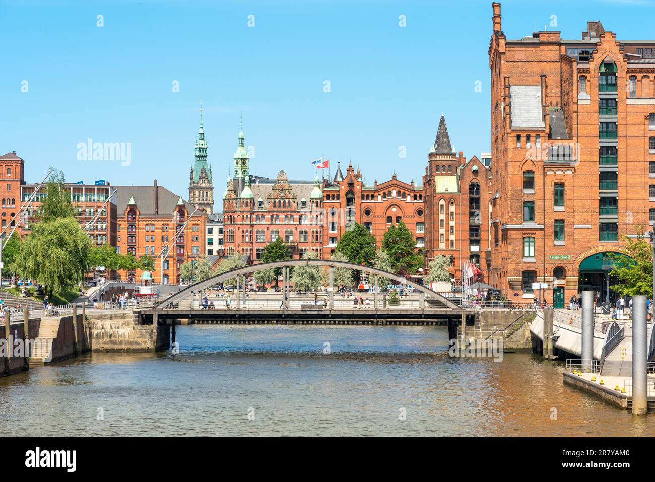 Die Busan-Brücke in der weltberühmten Hamburger Speicherstadt. Das Lagerhausviertel ist eine der Hauptattraktionen der Stadt Stockfoto