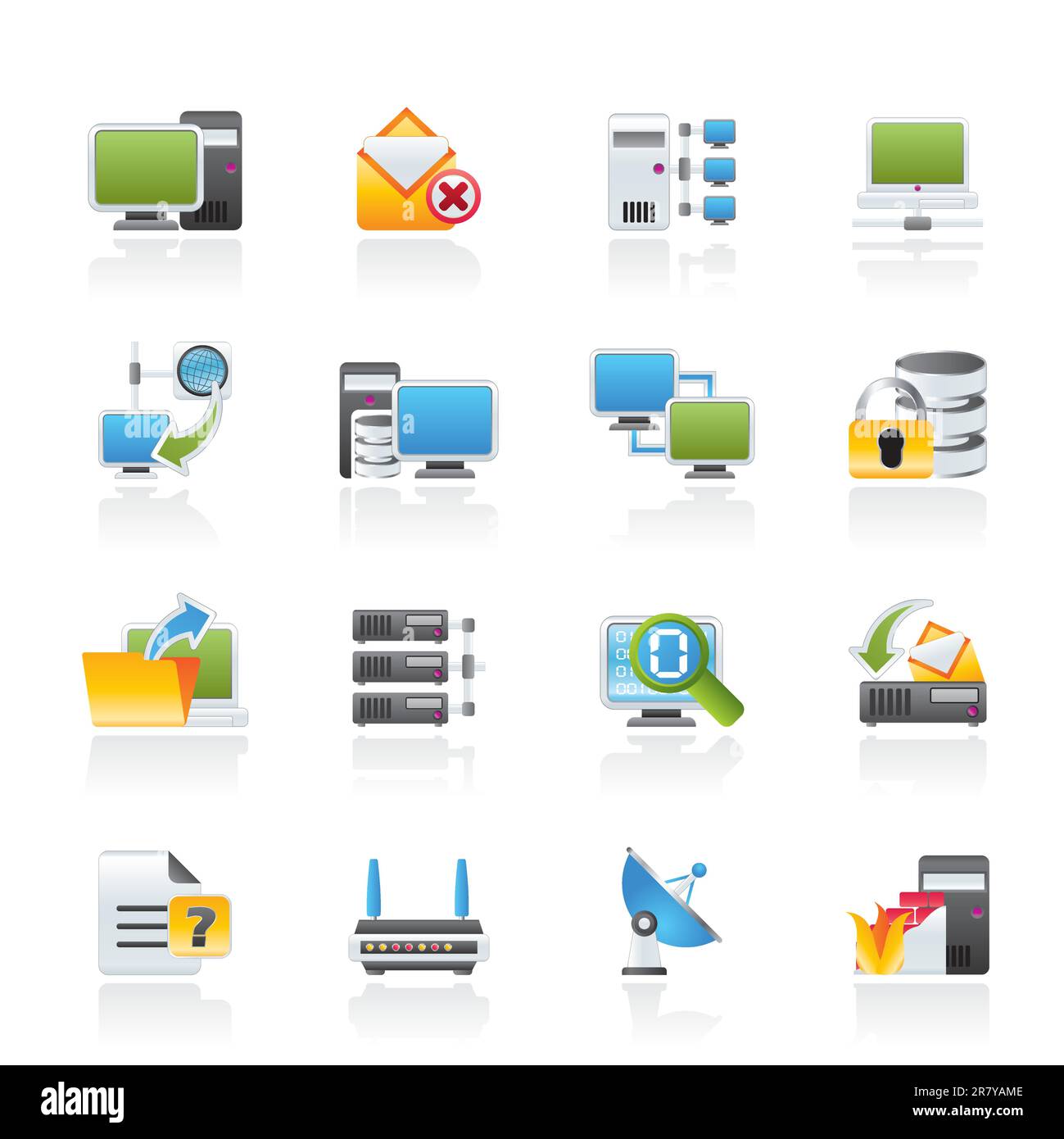 Computer, Netzwerk und Internet icons-Vektor Icon Set Stock Vektor