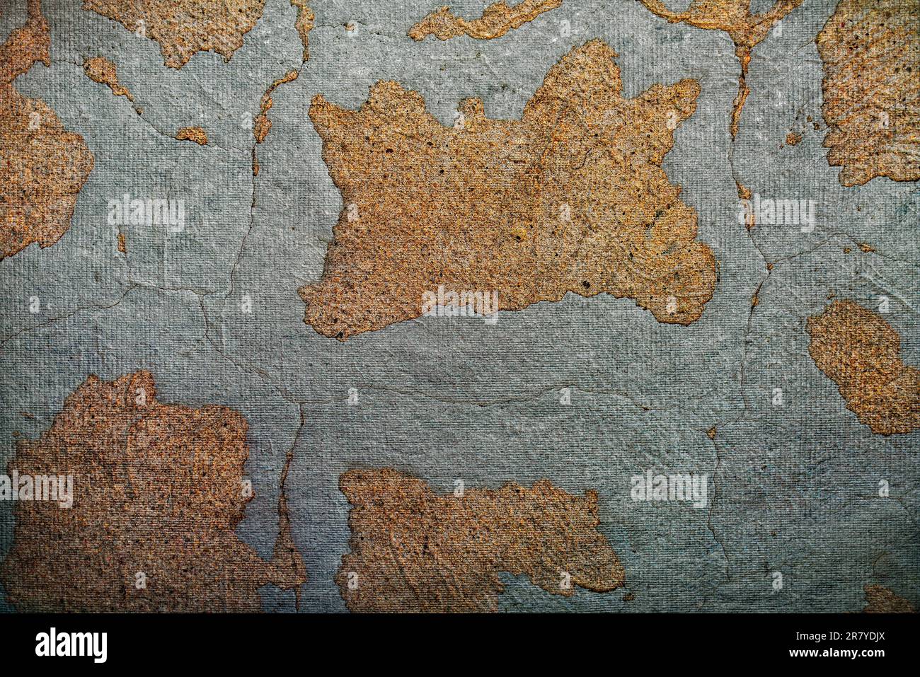 Alte bemalte Wand, Struktur von gerissener Farbe Stockfoto