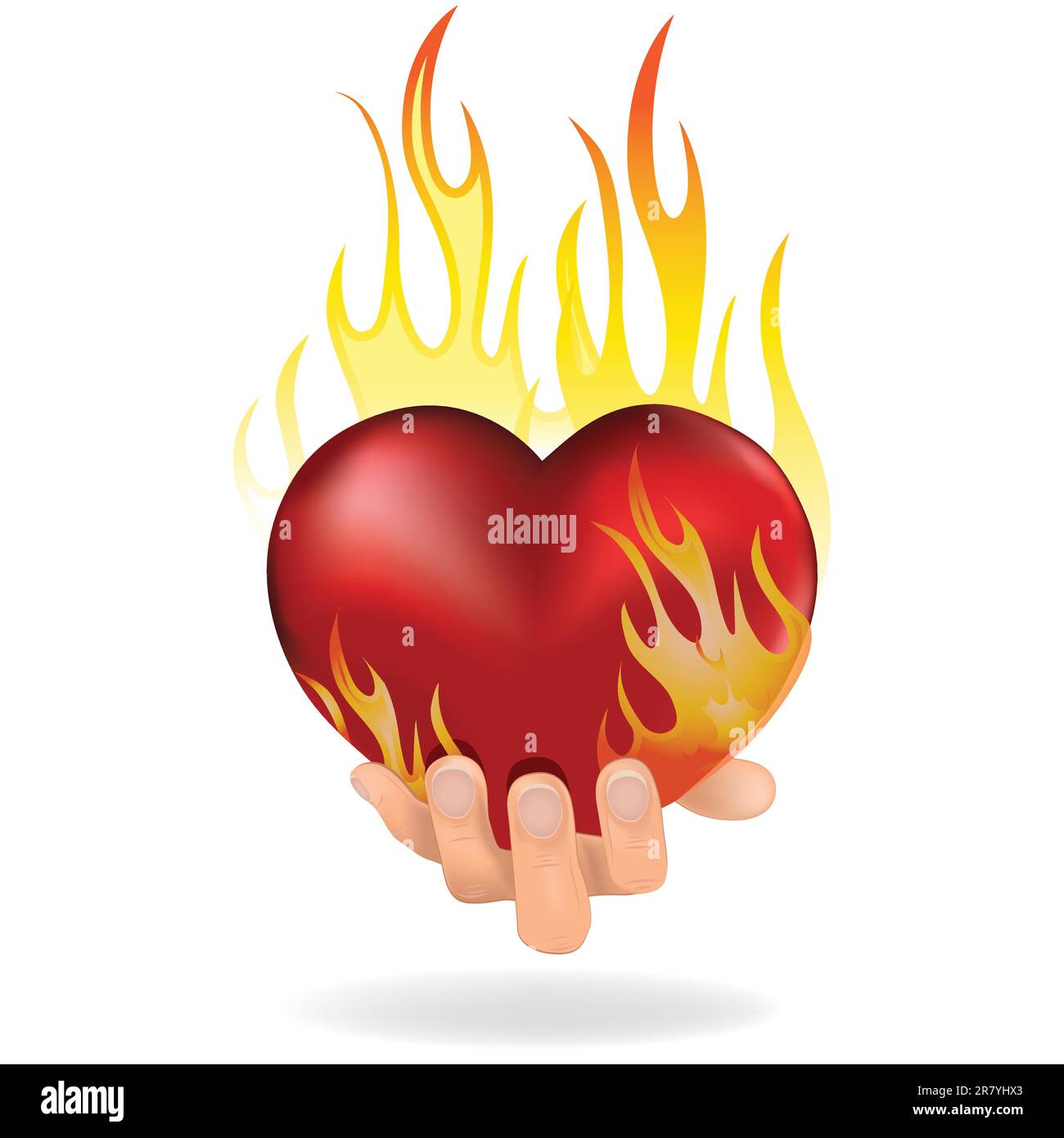 Herz Liebe in Feuer Ikone Geschenk für Frau. Illustration der Leidenschaft für den Valentinstag. Stock Vektor