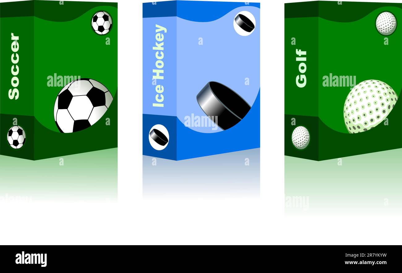 Sportbox - Golf, Eishockey, Fußball Stock Vektor