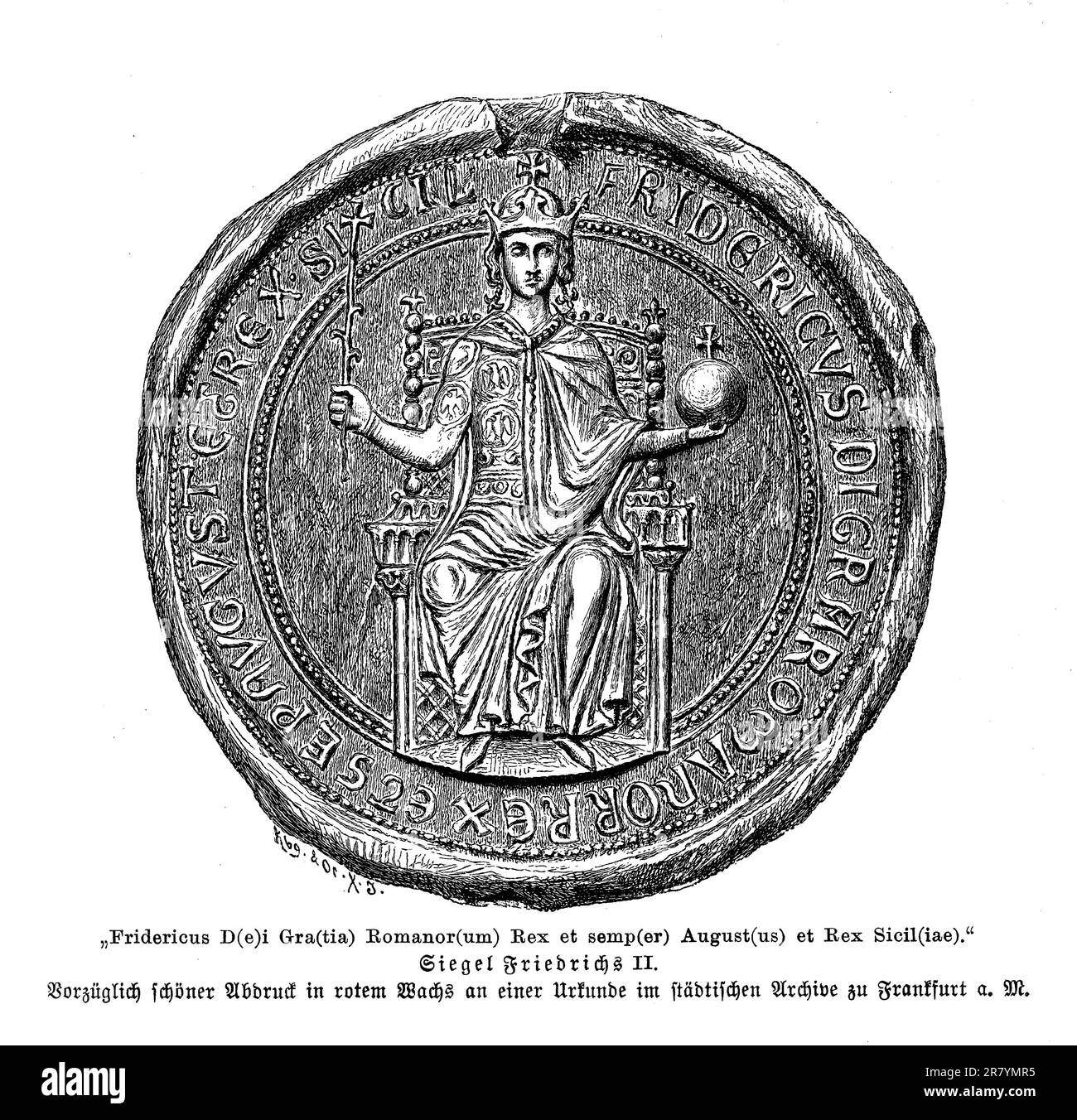 Siegel des Heiligen römischen Kaisers Frederick II. Aus dem 13. Jahrhundert Stockfoto