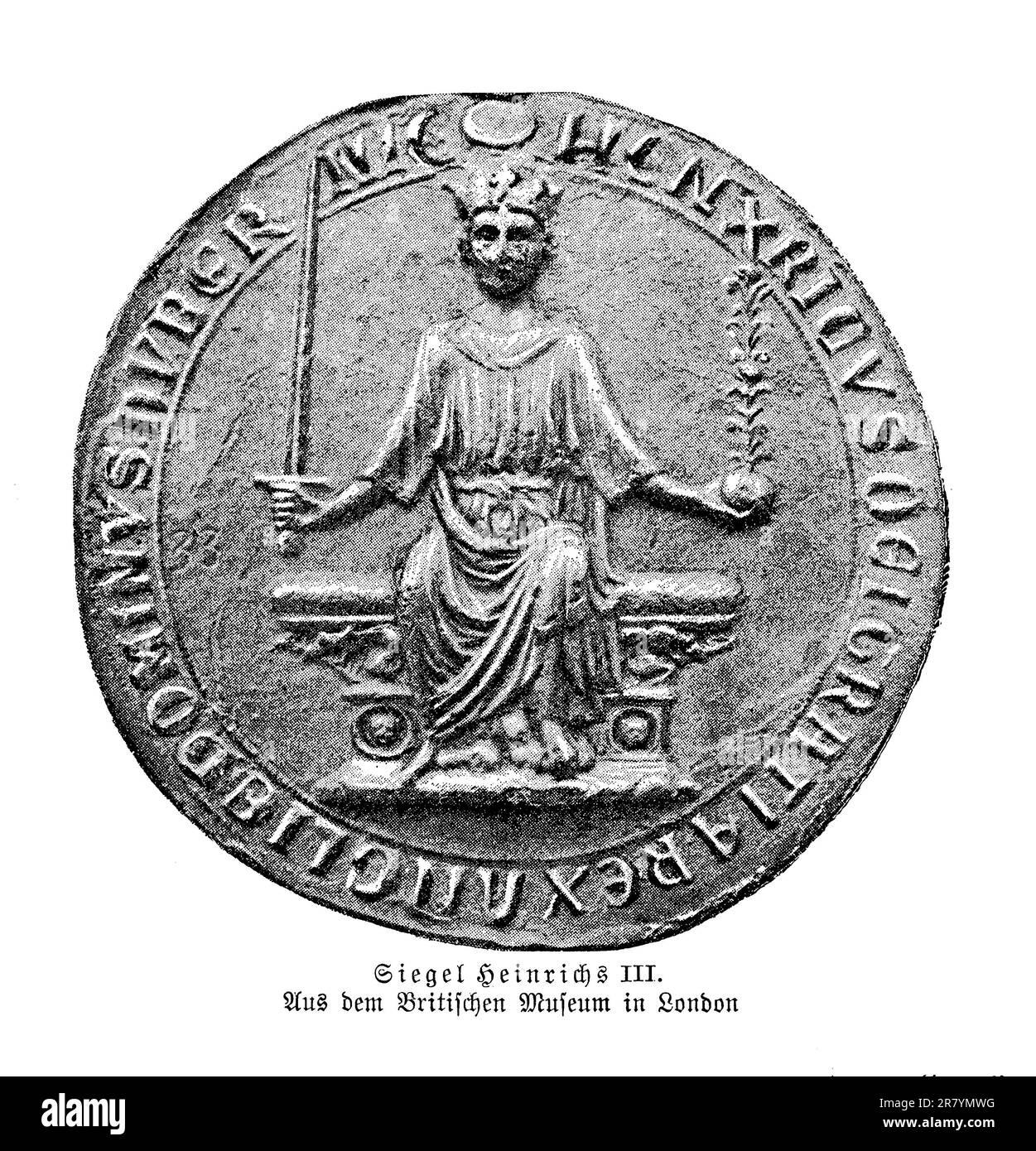 Siegel Heinrich III., Heinrich von Winchester, König von England, Lord von Irland und Herzog von Aquitanien, 13. Jahrhundert Stockfoto