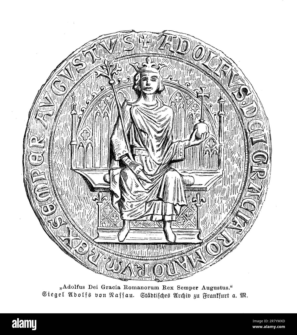 Thronsiegel von Adolf von Nassau König von Deutschland (13. Jahrhundert) Stockfoto