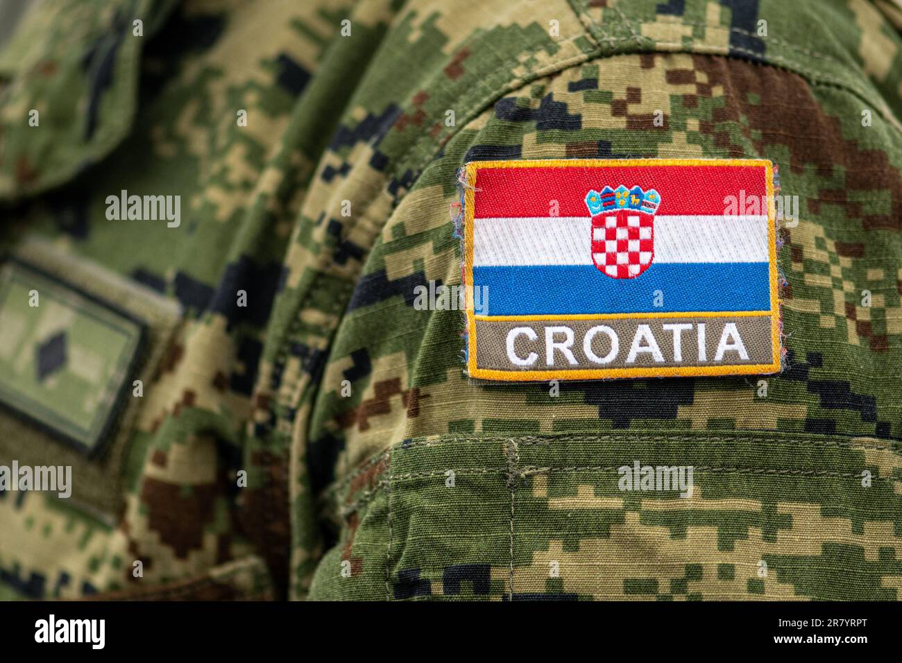 Kroatien in Soldatenuniform, kroatische Streitkräfte, NATO-Einheit zur Integration der Streitkräfte, Nahaufnahme Stockfoto