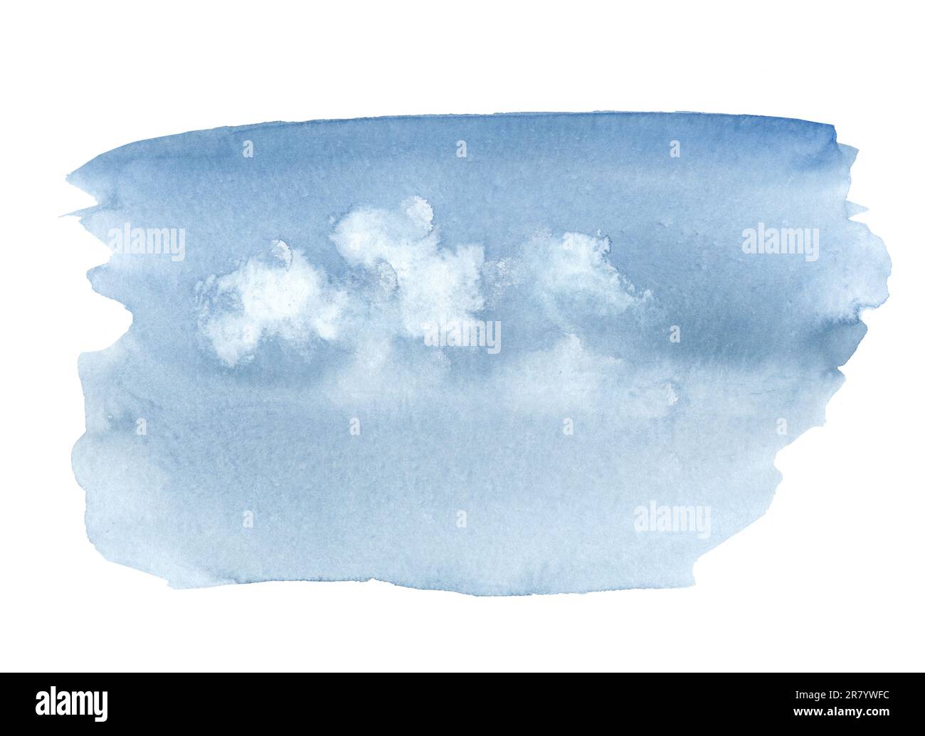 Aquarellblauer Fleck. Handgezeichnete Illustration. Wolken Stockfoto
