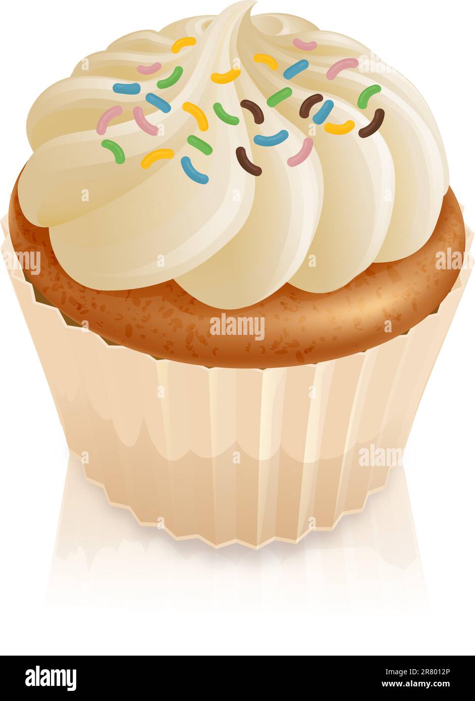 Abbildung von einer Fee Kuchen Cupcake mit bunten Streuseln Stock Vektor