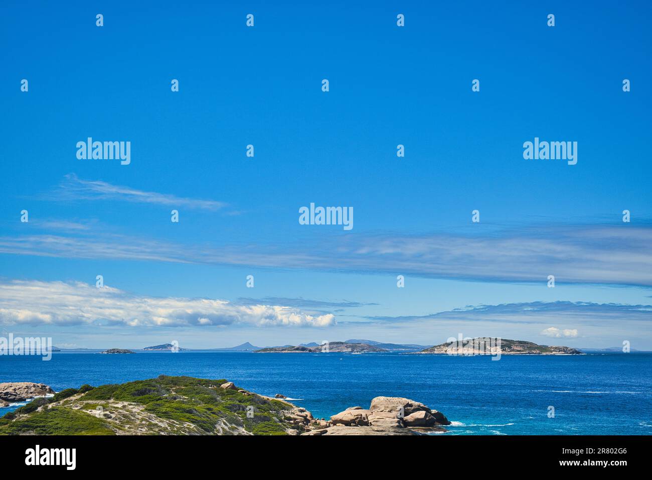 Inseln des Recherche-Archipels im Südlichen Ozean, von Esperance aus gesehen, Südküste Westaustraliens Stockfoto