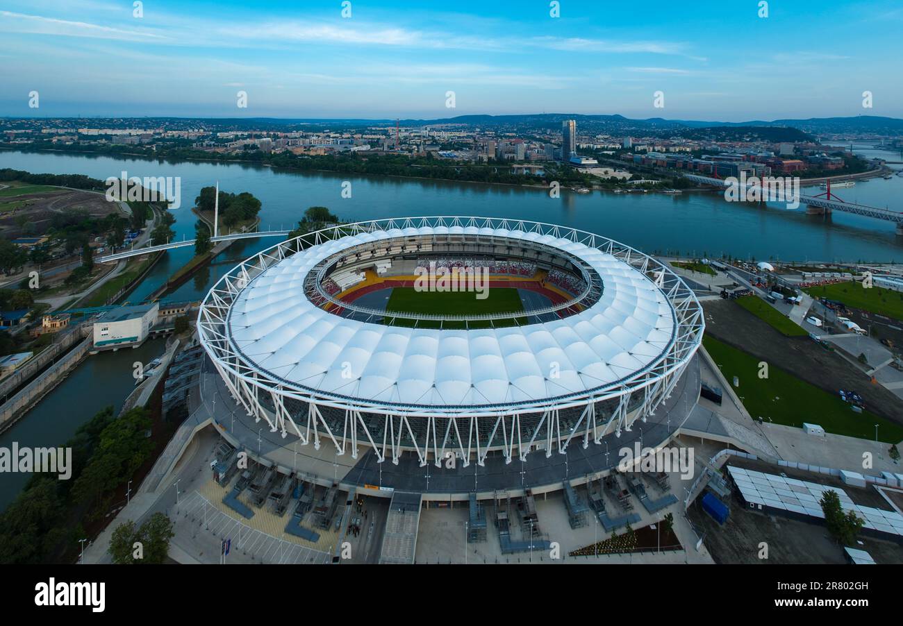 Nationales Leichtathletikzentrum in Budapest, Ungarn. Diese Gegend ist Teil des Csepel-Viertels in der ungarischen Hauptstadt. Dieser Ort ist Gastgeber der Welt in Stockfoto