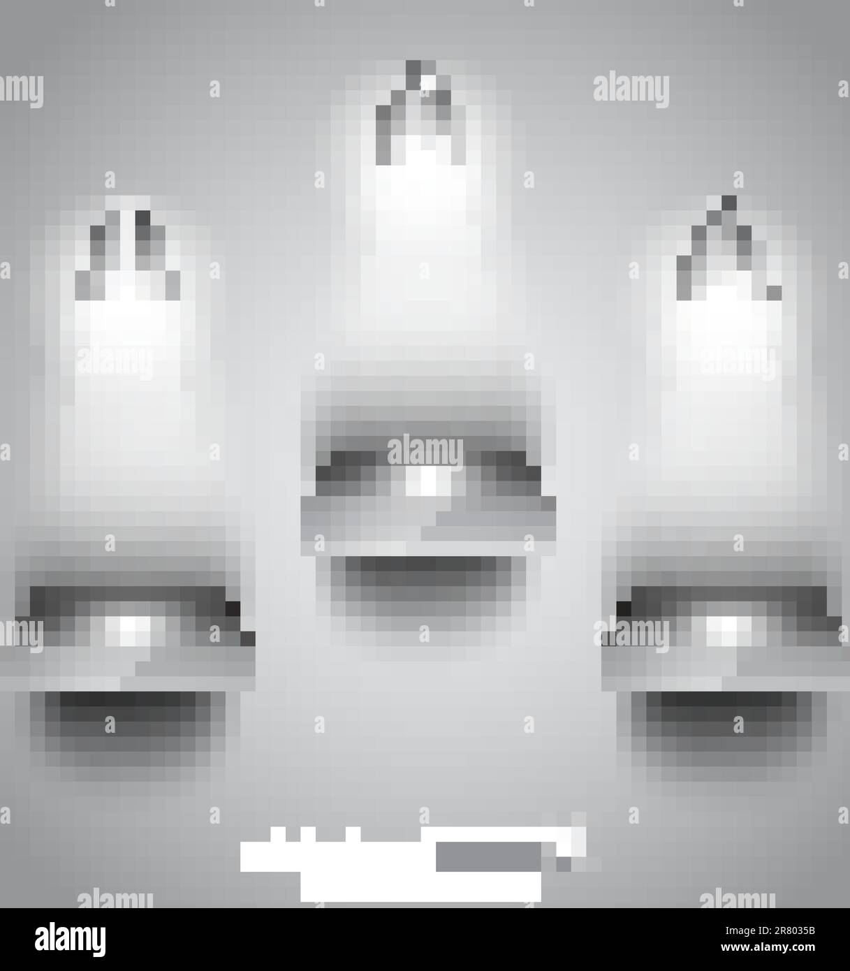 Regal mit LED-Spots mit feinem Aussehen auf einer grauen Tapete. Schatten sind transparent. Stock Vektor