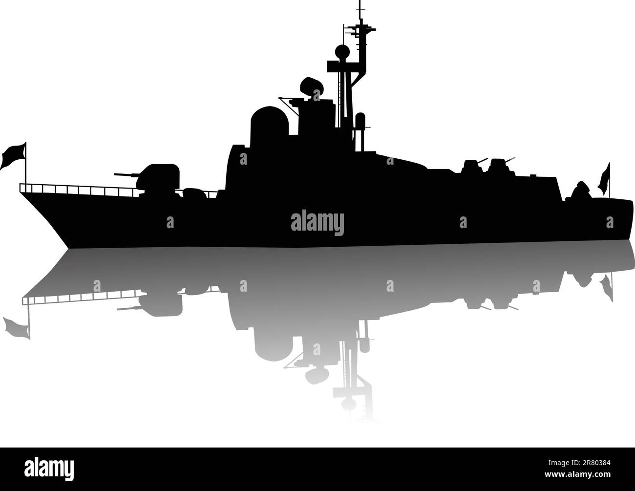 Silhouette eines sowjetischen (russischen) Raketenboots. Vektor auf separaten Ebenen Stock Vektor