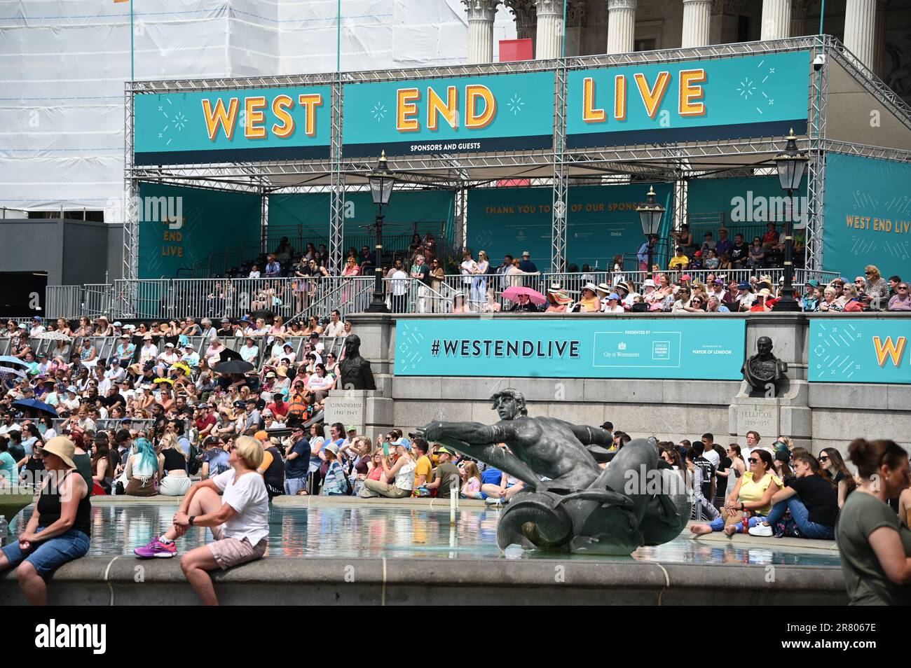 London, Großbritannien. Juni 18 2023. Riesige Menschenmengen besuchen das Westend Live 2023 am Trafalgar Square, London, Großbritannien. Kredit: Siehe Li/Picture Capital/Alamy Live News Stockfoto