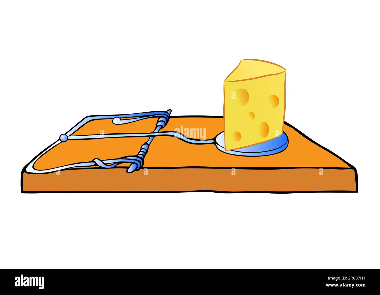Abstrakte Vektordarstellung - Mausefalle mit Käse. Diese Datei ist ein Vektor und kann ohne Qualitätsverlust auf jede Größe skaliert werden. Stock Vektor