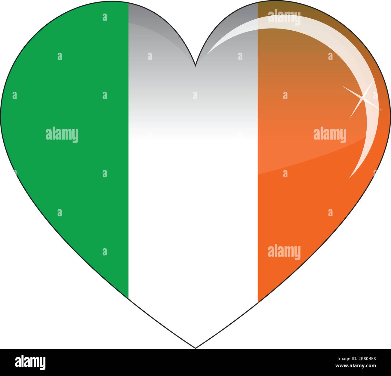 Die irische Flagge - Glas Herz Stock Vektor