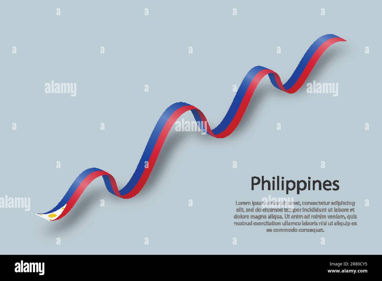 Ein Band oder ein Banner mit der Flagge der Philippinen. Vorlage für den Unabhängigkeitstag Stock Vektor
