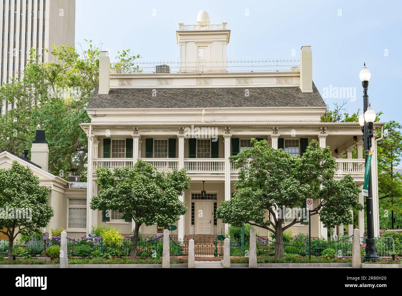 Salt Lake City, Utah - 23. Mai 2023: Historisches Beehive House in Salt Lake City, Utah. Die Residenz des Mormonenführers Brigham Young. Stockfoto