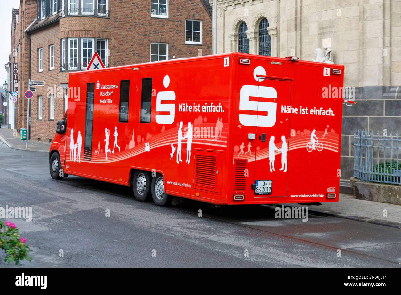 Stadtsparkasse Düsseldorf, die mobile Filiale der Bank Stockfoto