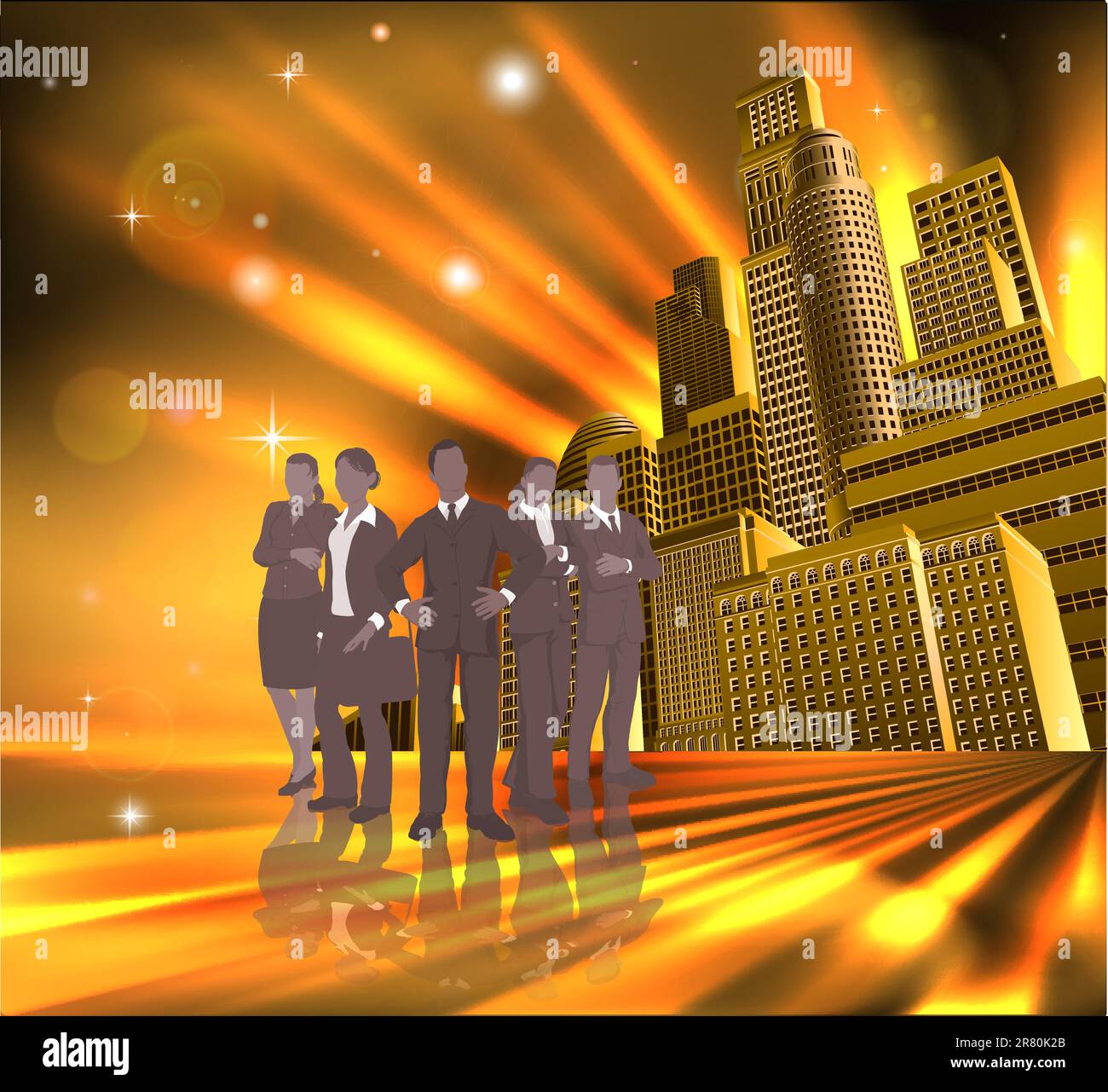 Business-Team von young Professionals vor modernen Stadt. Stock Vektor