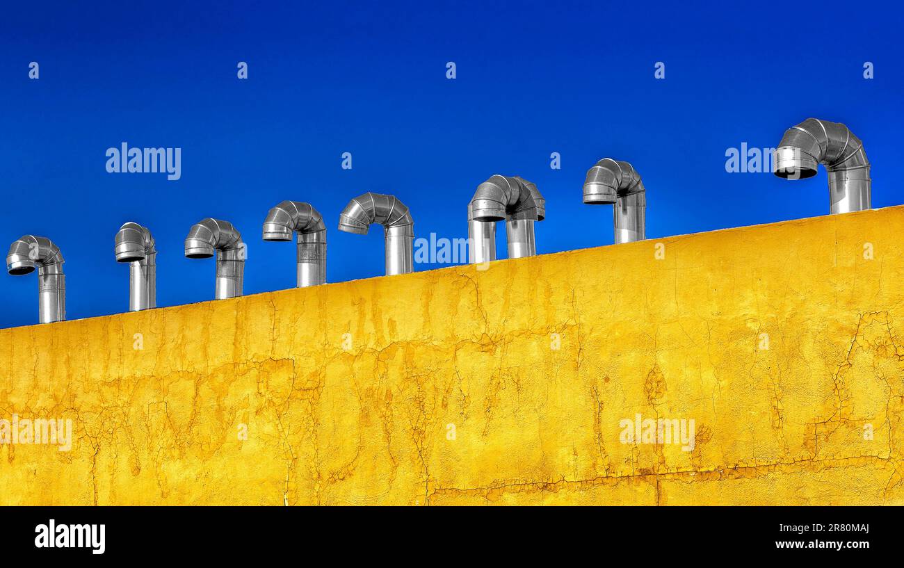 Luftauslässe und farbenfrohe abstrakte Bilder am Himmel Stockfoto