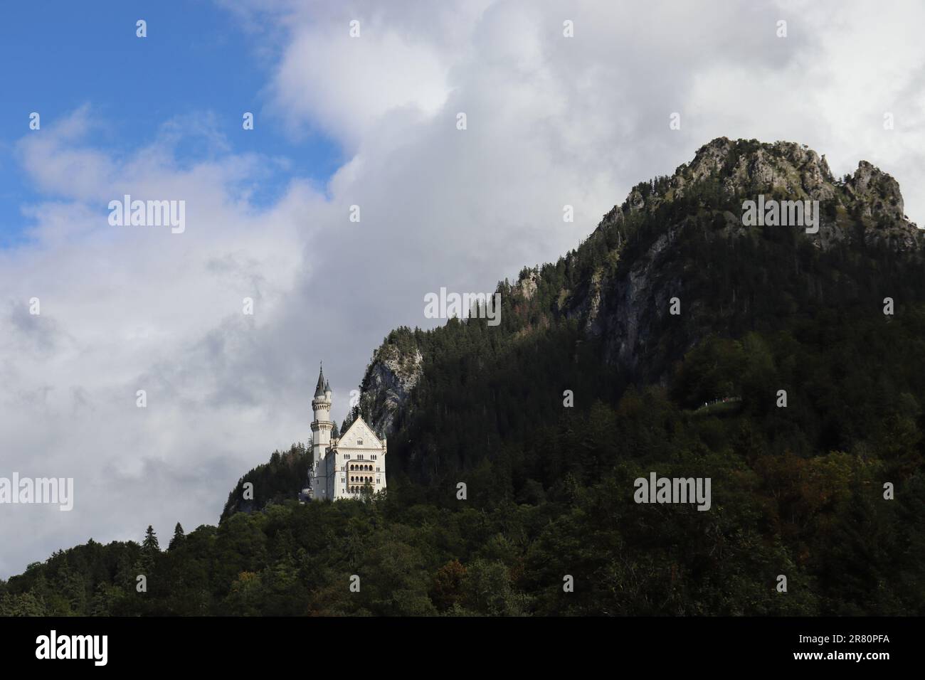 Füssen ist eine Stadt in Bayern, Neuschwanstein und Hohenschwangau. Stockfoto