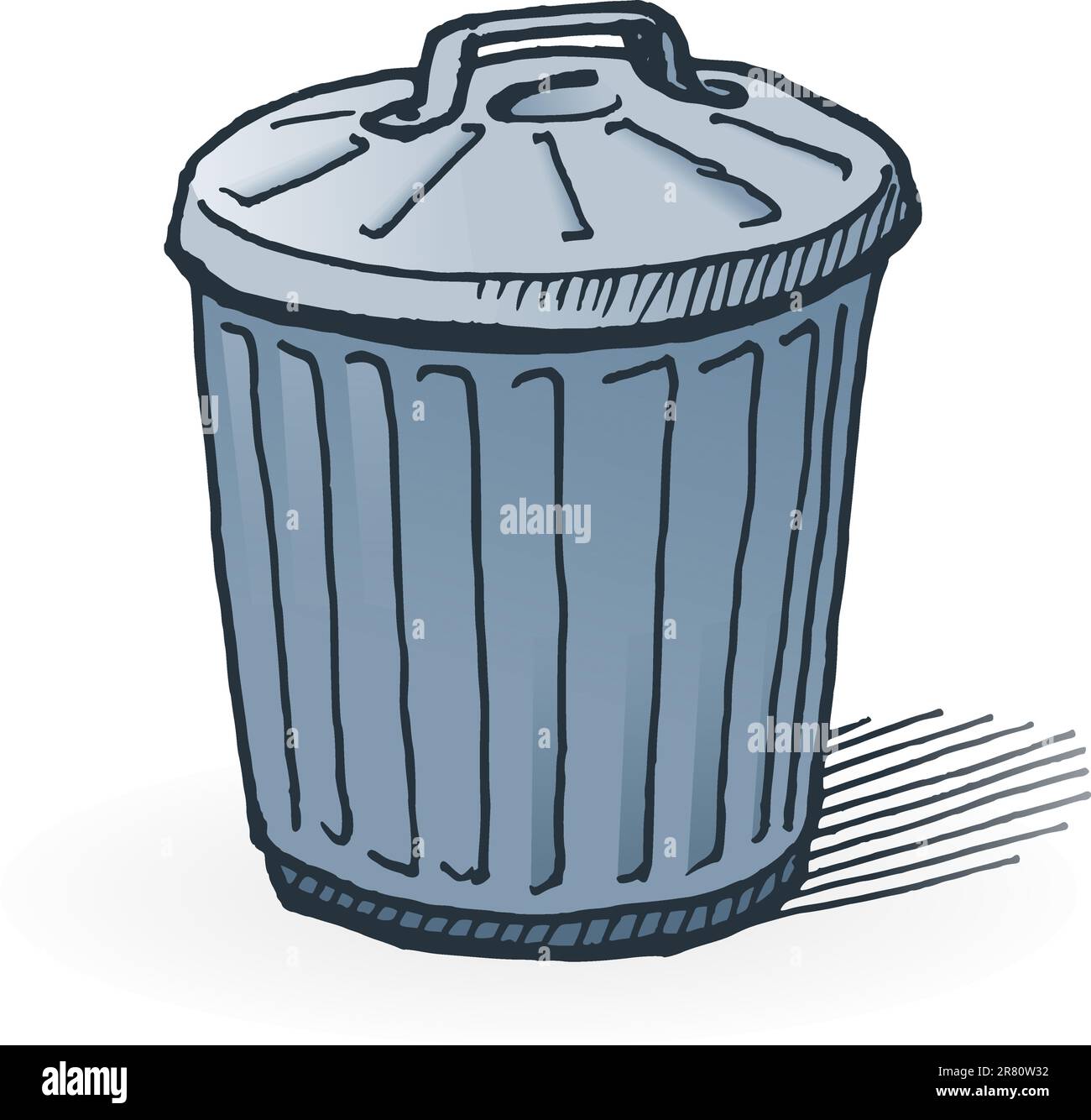 Handgefertigte Darstellung eines Müllbehälters auf weißem Hintergrund Stock Vektor